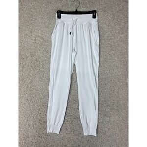 Gradual Jogger Womens XS White Pants Tapered Zip Pockets Stretch Athleisure